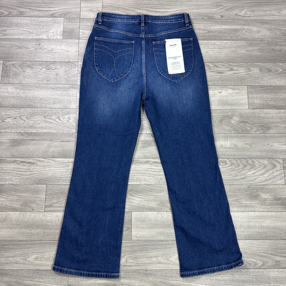 ROLLAS Dusters Bootcut Crop Denim Jeans High Rise Dark Wash sz 32 - Picture 6 of 8
